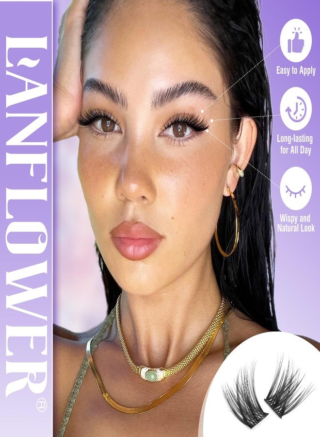 LANFLOWER Lash Extension Kit Natural Lash Clusters Kit Waterproof Eyelash Extension Kit Wispy Lash Clusters C Curved Cluster Eyelash Extensions Kit 10-16 mm Individual Lashes by Lanflower - Image 3